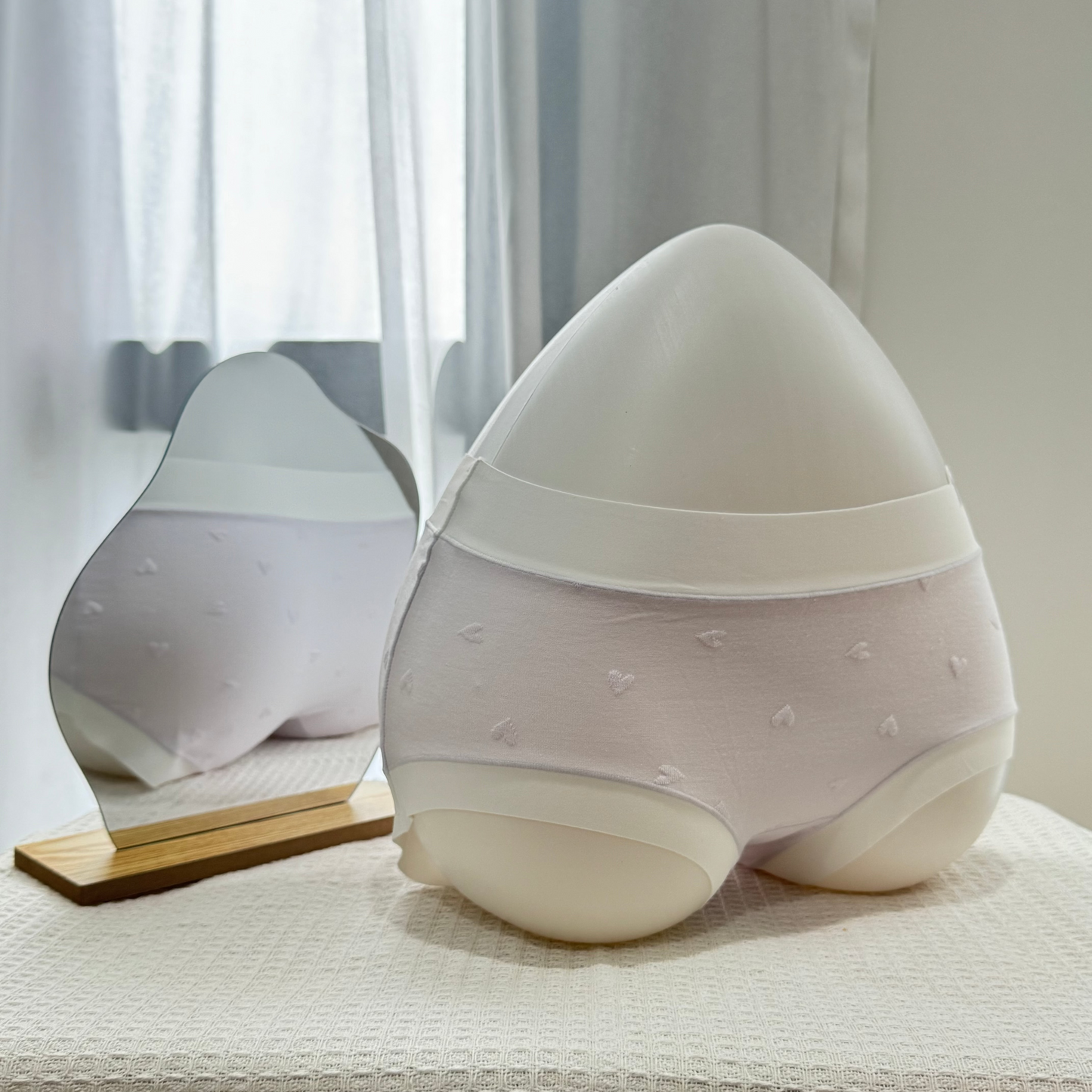 [Free Size - 43-70kg] JellySkin Mid-Waist Seamless Panty – 5A Antibacterial Heart Jacquard Edition