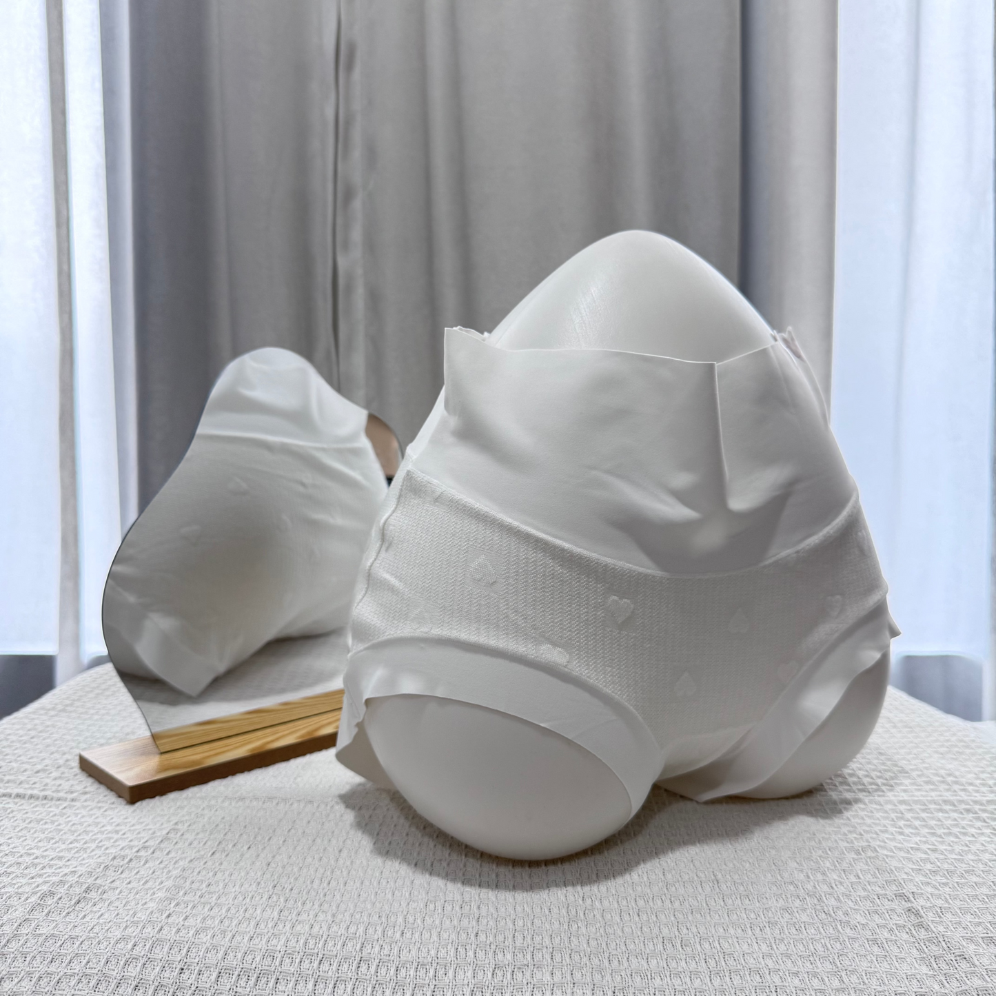 [Plus Size XL-XXL] JellySkin Mid-Waist Seamless Panty – 5A Antibacterial Heart Jacquard Edition