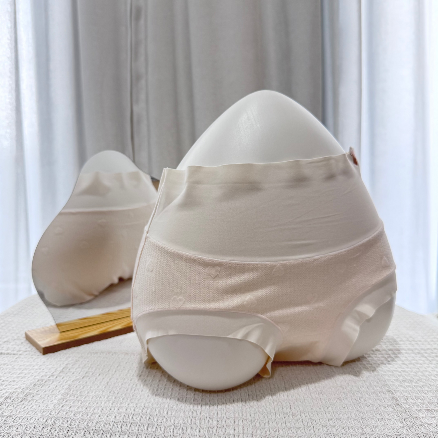 [Plus Size XL-XXL] JellySkin Mid-Waist Seamless Panty – 5A Antibacterial Heart Jacquard Edition