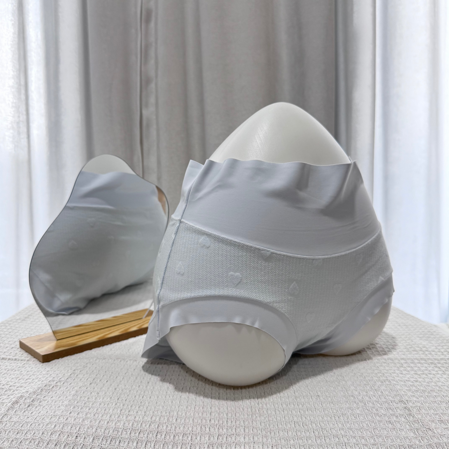 [Plus Size XL-XXL] JellySkin Mid-Waist Seamless Panty – 5A Antibacterial Heart Jacquard Edition