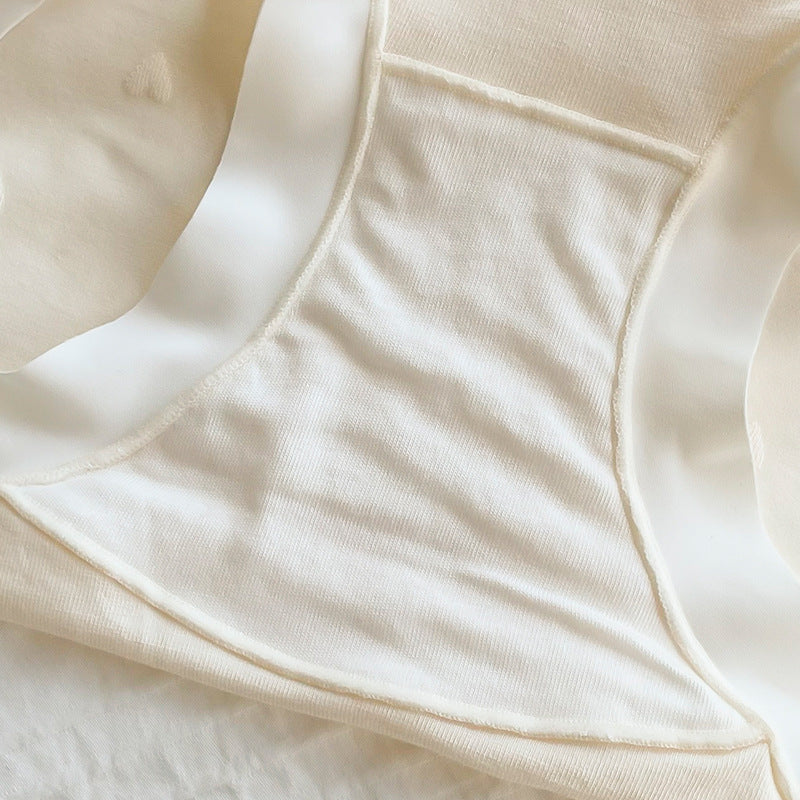 [Free Size - 43-70kg] JellySkin Mid-Waist Seamless Panty – 5A Antibacterial Heart Jacquard Edition